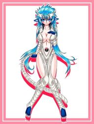  animal_ears arrancar bleach blue_eyes blue_hair blush breast_suppress breasts cat_ears cat_tail cleavage espada female grimmjow_jaegerjaquez hollow long_hair resurreccion rule_63 tail tokiwa_(hypotension) 