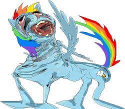  alpha_channel applebeans blue_body blue_feathers blue_fur bodily_fluids equid equine feathered_wings feathers female feral friendship_is_magic fristdynamo fur hair hasbro mammal multicolored_hair my_little_pony mythological_creature mythological_equine mythology nightmare_fuel open_mouth pegasus rainbow_dash_(mlp) rainbow_hair saliva simple_background solo transparent_background what what_has_science_done where_is_your_god_now why wings 