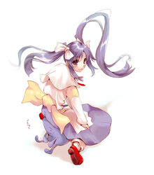  blue_hair female hair_ribbon long_hair ribbon sakura_(ukagaka) solo tamaki_fuyu twintails ukagaka unyuu 