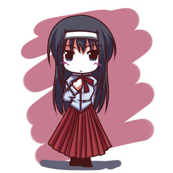  bad_link black_hair blue_eyes bow female fictional_sister hairband long_hair long_skirt red_skirt skirt solo tohno_akiha tsukihime white_hairband 