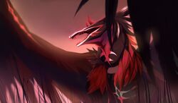  2018 day detailed_background digital_media_(artwork) dragon fur furred_dragon furred_scalie hi_res kassillea mythological_creature mythological_scalie mythology open_mouth outside scalie sky teeth tongue 