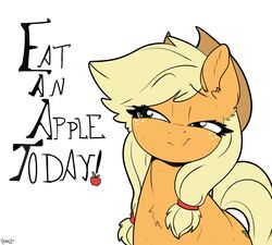  2020 applejack_(mlp) bodily_fluids clothing conditional_dnp cowboy_hat digital_media_(artwork) earth_pony english_text equid equine eyebrow_through_hair eyebrows eyelashes female feral freckles friendship_is_magic front_view fur green_eyes hair hasbro hat headgear headwear hi_res horse long_hair mammal my_little_pony orange_body orange_fur pony quadruped signature simple_background skoon smile solo sweat tail tan_hair tan_tail text translucent translucent_hair white_background 