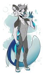  2019 4_toes 5_fingers 9:16 alpha_channel anthro black_eyes blue_fin blue_fingers blue_hands blue_markings blue_nose blue_paws blue_spots blue_tail blue_theme blue_tongue body_tuft bubble canid canine cc-by chest_tuft cool_colors countershade_arms countershade_body countershade_face countershade_feet countershade_hands countershade_head countershade_legs countershade_neck countershade_tail countershade_torso countershading creative_commons digital_drawing_(artwork) digital_media_(artwork) epicfacepowwaa eyelashes facial_tuft featureless_crotch feet fingers full-length_portrait fur gesture gradient_hand gradient_tail grey_arms grey_body grey_chest grey_countershading grey_ears grey_feet grey_fur grey_head grey_legs grey_neck grey_theme hand_gesture head_tuft hi_res inner_ear_fluff license_info looking_at_viewer male mammal marine markings merfolk multicolored_body multicolored_chest multicolored_feet multicolored_legs multicolored_tail neck_tuft nude open_mouth open_smile outline portrait pupils shadow signature simple_background smile smiling_at_viewer solo sparkles sparkling_background split_form spots tail teeth toes tongue transparent_background tuft v_sign white_arms white_body white_chest white_countershading white_face white_feet white_fur white_hands white_head white_inner_ear_fluff white_legs white_neck white_outline white_pupils white_spots white_tail white_toes 