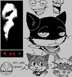  anthro asian_mythology atlus bandana black_body black_fur black_nose capcom collar disembodied_face domestic_cat east_asian_mythology emoji felid feline felis felyne fur japanese_mythology jibanyan kerchief level-5 low_res lynian male mammal mask megami_tensei megami_tensei_persona monster_hunter morgana_(persona) mythology navirou persona_(series) persona_5 rhonbon sega tuxedo_cat whiskers white_body white_fur yo-kai_watch yokai 