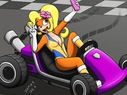  4:3 activision anthro bandicoot breasts car cleavage clothed clothing coco_bandicoot crash_(series) drake-rex female hi_res inside_car mammal marsupial selfie solo vehicle 