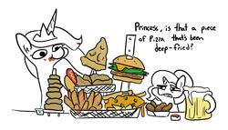  2019 7:4 burger digital_drawing_(artwork) digital_media_(artwork) duo eating english_text equid equine feral food friendship_is_magic hair hasbro heart_symbol horn hot_dog luster_dawn_(mlp) mammal multicolored_hair my_little_pony mythological_creature mythological_equine mythology pizza simple_background text tjpones twilight_sparkle_(mlp) unicorn white_background 