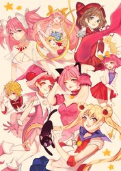  1boy 6+girls :d ;d ai_tenshi_densetsu_wedding_peach animal_ears armpits arms_up bare_shoulders battle_lover_scarlet beret bikini bikini_top_only binan_koukou_chikyuu_bouei-bu_love! bishoujo_senshi_sailor_moon blonde_hair blue_eyes blue_sailor_collar blue_skirt bouquet bow bracelet breasts cardcaptor_sakura cat_ears choker cleavage_cutout clothing_cutout crescent crescent_earrings crescent_facial_mark crossover double_bun dress earrings elbow_gloves facial_mark feline floating_hair flower forehead_mark frilled_choker frills gloves hair_between_eyes hair_bun hairbow hakone_yumoto hanasaki_momoko hat highres holding holding_bouquet jewelry kaname_madoka kero_(cardcaptor_sakura) kinomoto_sakura long_hair looking_at_viewer luna_(sailor_moon) magical_boy magical_girl mahou_no_princess_minky_momo mahou_shoujo_madoka_magica mahou_shoujo_madoka_magica_(anime) mermaid mermaid_melody_pichi_pichi_pitch mew_ichigo minky_momo momomiya_ichigo monster_girl multiple_crossover multiple_girls nanami_lucia ojamajo_doremi one_eye_closed open_mouth pink_bikini pink_choker pink_gloves pink_headwear pleated_skirt red_bow red_choker red_gloves red_hair red_headwear red_skirt sailor_collar sailor_moon sailor_senshi_uniform saylor short_hair signature skirt smile star_(symbol) swimsuit teeth tokyo_mew_mew tongue tongue_out tsuki_ni_kawatte_oshioki_yo tsukino_usagi twintails ultimate_madoka upper_teeth_only very_long_hair wedding_dress white_dress white_gloves white_wings wings yellow_bow 