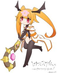  black_leotard blush boots commentary_request commission cosplay detached_sleeves duel_monster facial_mark female fortune_lady_every fortune_lady_every_(cosplay) head_wings highres holding holding_staff leotard long_hair looking_at_viewer orange_hair original red_eyes second-party_source showgirl_skirt simple_background skeb_commission smile staff thigh_boots twintails ume_(noraneko) white_background wings yu-gi-oh! 