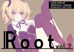  >:) black_ribbon black_scrunchie black_thighhighs blonde_hair blush breasts brown_background buttons circle_name closed_mouth collared_shirt colored_eyelashes comiket_103 commentary_request cover cover_page double-breasted doujin_cover eyes_visible_through_hair female flat_color foot_out_of_frame frilled_skirt frills garter_straps hair_between_eyes hair_ornament hair_scrunchie hand_up highres index_finger_raised kagurazaka_(zwyz7227) knee_up knees_together_feet_apart large_breasts long_hair long_sleeves looking_at_viewer miniskirt neck_ribbon no_shoes nora_to_oujo_to_noraneko_heart panties patricia_of_end pleated_skirt red_eyes ribbon school_uniform scrunchie shirt sidelocks simple_background sitting skirt smile soles solo split_mouth thighhighs thighs twintails underwear v-shaped_eyebrows white_panties white_shirt 