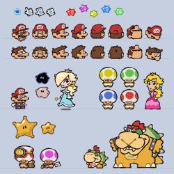  1:1 absurd_res ambiguous_gender anthro bowser bowser_jr. captain_toad cas_van_de_pol digital_drawing_(artwork) digital_media_(artwork) female hi_res human humanoid koopa luma male mammal mario mario_bros model_sheet nintendo princess_peach rosalina_(mario) scalie standing star star_fragment super_mario_galaxy toad_(mario) 