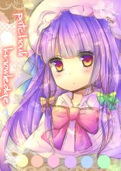  bad_id bad_pixiv_id bow bug butterfly character_name coa_(chroo_x) female hairbow hat long_hair looking_at_viewer patchouli_knowledge photoshop_(medium) purple_eyes purple_hair solo touhou 