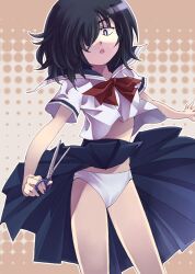  :o bad_id bad_pixiv_id black_hair female grey_eyes hair_over_one_eye kouno_hikaru messy_hair midriff nazo_no_kanojo_x panties pantyshot school_uniform scissors serafuku short_hair skirt solo underwear urabe_mikoto 