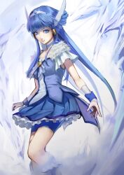  aoki_reika bike_shorts blue_eyes blue_hair blue_skirt blue_theme choker commentary_request cure_beauty dress female hair_ornament hair_tubes long_hair mizore_akihiro partial_commentary photoshop_(medium) precure ribbon_choker skirt smile_precure solo tiara wrist_cuffs 