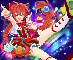  1boy bad_id bad_pixiv_id braid crossdressing dress hat long_hair male_focus nail_polish open_mouth original otoko_no_ko red_hair ribbon socks star_(symbol) touyama_soboro very_long_hair wrist_cuffs yellow_eyes 