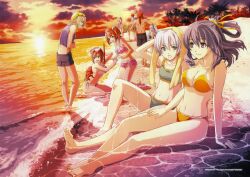  beach eiyuu_densetsu elie_macdowell enami_katsumi falcom fran_seeker kea lloyd_bannings no&euml;l_seeker sunset swimsuit tio_plato zero_no_kiseki 