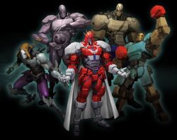  balrog bison bosslogic boxing_gloves capcom cape eyepatch m_bison mecha mechanization no_humans robot sagat scar science_fiction seth street_fighter street_fighter_iv vega 