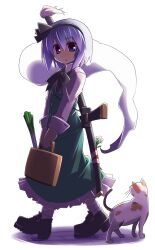  bad_id bad_pixiv_id bag blue_eyes bow feline female full_body grey_hair hair_ribbon hakoniwa_tsuka highres katana konpaku_youmu konpaku_youmu_(ghost) looking_at_viewer photoshop_(medium) ribbon shirt shopping_bag short_hair skirt skirt_set solo spring_onion sword touhou vest walking weapon 