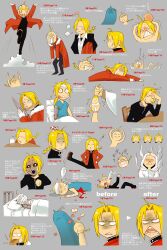  +_+ 2boys :&lt; ahoge alphonse_elric angry bandages bed bleeding blonde_hair blood blush bread brothers bruise bug bulging_eyes butterfly coat commentary_request crying drinking_straw eating edward_elric expressions eye_pop flower food fullmetal_alchemist fume giving_up_the_ghost grabbing_another&#039;s_hair grey_background head_bump highres hot injury male_focus mouth_hold multiple_boys mushroom o3o official_style shaded_face sharp_teeth siblings sparkle streaming_tears sweat tears teeth tora19 translation_request 