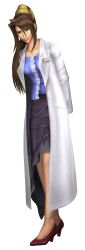  brown_eyes brown_hair female final_fantasy glasses high_heels highres lab_coat labcoat long_hair lucrecia_crescent ponytail skirt solo 