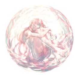  barefoot breasts brown_hair bubble closed_eyes female fetal_position k_(mns-law6) long_hair naruto naruto_shippuuden nude pixiv_thumbnail resized sideboob sleeping solo terumi_mei very_long_hair water 