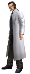  1boy final_fantasy final_fantasy_vii full_body glasses highres hojo lab_coat labcoat male male_focus official_art scientist simple_background solo standing 