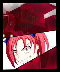  accel_world commentary_request crazy_eyes dual_persona duel_avatar female hair_ribbon highres immobile_fortress kouzuki_yuniko red_eyes red_hair ribbon riichi_(yamataku0) scarlet_rain twintails 