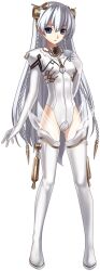  ar_tonelico ar_tonelico_i blue_eyes boots braid breasts clenched_hand cross_edge female full_body gloves hair_ornament hand_on_own_chest highres hirano_katsuyuki leotard long_hair looking_at_viewer official_art parted_lips see-through shurelia_(ar_tonelico) simple_background small_breasts solo tachi-e thigh_boots thighhighs twin_braids very_long_hair white_background white_footwear white_hair white_thighhighs 