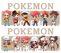  blue_(pokemon) dawn_(pokemon) gold_(pokemon) haruka_(pokemon) kotone_(pokemon) kouki_(pokemon) kyouhei_(pokemon) male_protagonist_(pokemon_bw2) mei_(pokemon) mei_(pokemon) pokemon pokemon_(game) pokemon_bw pokemon_bw2 pokemon_hgss red_(pokemon) touko_(pokemon) touya_(pokemon) yuuki_(pokemon) 