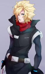  1boy aged_up asemu_asuno belt blonde_hair blue_eyes commentary_request facial_hair gloves gundam gundam_age harold44 highres male_focus solo stubble 