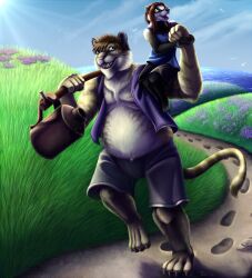  anthro avoid_posting badger conditional_dnp felid female hybrid legacy_(ratte) lion male mammal montreal_(ratte) mustelid musteline overweight pantherine ratte tiger tigon tyrm young young_anthro 