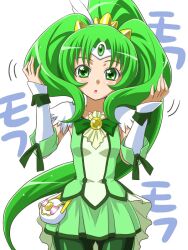  :o bad_id bad_pixiv_id bike_shorts bike_shorts_under_skirt commentary_request cure_march eyelashes female green_eyes green_hair green_skirt green_theme high_ponytail long_hair maeda_r44 magical_girl midorikawa_nao no_choker ponytail precure ruffling_hair skirt smile_precure solo tri_tails very_long_hair white_background wide_ponytail 