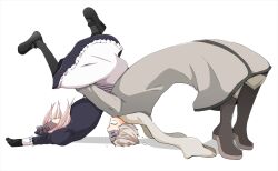  1boy apron axis_powers_hetalia belarus_(hetalia) female german_suplex russia_(hetalia) scarf siblings suplex 