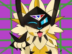  4:3 anthro digital_drawing_(artwork) digital_media_(artwork) female generation_7_pokemon hi_res legendary_pokemon line_art necrozma nintendo pokemon pokemon_(species) shirouichu_(artist) solgaleo solo traditional_media_(artwork) 