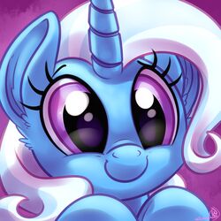  1:1 2018 blue_body blue_fur blue_hair daww digital_media_(artwork) equid equine eyelashes female feral friendship_is_magic fur hair hasbro hi_res horn mammal my_little_pony mythological_creature mythological_equine mythology purple_eyes signature smile solo trixie_(mlp) unicorn whitediamonds 