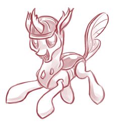  2021 absurd_res arthropod baseball_cap changeling clothing fangs feral friendship_is_magic hasbro hat headgear headwear hi_res horn male monochrome my_little_pony open_mouth open_smile smile solo teeth thorax_(mlp) whitediamonds 