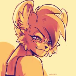  1:1 alternative_fashion anthro bangs bust_portrait chinchilla chinchillid ear_piercing ear_ring fan_character female froggsalt fur hair headshot_portrait hi_res mammal orange_body orange_fur piercing portrait punk red_hair ring_piercing rodent smug solo 