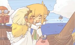  blonde_hair hug link nintendo princess_zelda smile tetra the_legend_of_zelda the_legend_of_zelda:_the_wind_waker toon_link tsutsuji wedding wind_waker 