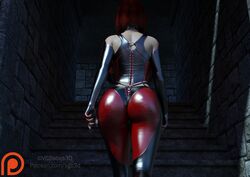  1girls 3d ass back_view bloodrayne daz3d daz_studio dhampir female female_only fully_clothed latex latex_suit rayne red_hair redhead short_hair solo vampire vgbabes3d 