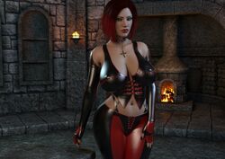  1girls 3d big_breasts bloodrayne breasts choker corset daz3d daz_studio dhampir elbow_gloves female female_only fully_clothed latex latex_gloves latex_suit looking_at_viewer rayne red_hair short_hair solo solo_female vampire vgbabes3d 