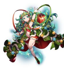  aqua_eyes aqua_hair armpits bare_shoulders box braid christmas_ornaments closed_mouth dress female fire_emblem fire_emblem:_three_houses fire_emblem_heroes full_body fur_trim gift gift_box green_eyes green_hair green_legwear hair_ornament hair_ribbon highres leg_up long_hair maiponpon navel non-web_source official_art pointy_ears red_dress red_footwear ribbon ribbon_braid shiny_skin shoes short_dress side_braid sleeveless smile solo sothis_(fire_emblem) sothis_(winter)_(fire_emblem) sparkle stomach tiara tied_hair transparent_background very_long_hair 