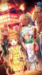  6+girls ahoge alleyne_(queen&#039;s_blade) alleyne_(queen&#039;s_blade_unlimited) armor blonde_hair blue_eyes blurry bow braid breasts brown_eyes brown_hair collarbone dark-skinned_female dark_elf dark_skin depth_of_field echidna_(queen&#039;s_blade) echidna_(queen&#039;s_blade_unlimited) elf festival fire flower food glasses grey_hair hair_flower hair_ornament hair_ribbon hair_scrunchie hairbow highres holding irma_(queen&#039;s_blade) irma_(queen&#039;s_blade_unlimited) japanese_clothes kimono large_breasts long_hair mask mei_(queen&#039;s_blade) multiple_girls night night_sky nowa_(queen&#039;s_blade) nowa_(queen&#039;s_blade_unlimited) official_art open_mouth outdoors pointy_ears ponytail profile purple_eyes purple_hair queen&#039;s_blade queen&#039;s_blade_unlimited queen&#039;s_blade_white_triangle red_eyes ribbon scarf scrunchie side_braids sidelocks sky twintails very_long_hair ymir_(queen&#039;s_blade) ymir_(queen&#039;s_blade_unlimited) yukata 