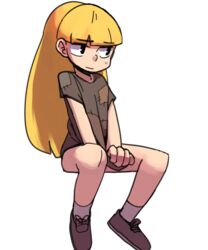  artist_request blonde_hair covering female gravity_falls pacifica_northwest patches shoes solo 