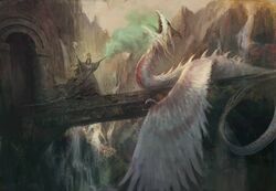  bridge death dragon duo feathered_dragon feathered_scalie feathered_wings feathers feral hasbro human lying magic magic:_the_gathering magic_user mammal mythological_creature mythological_scalie mythology necromancy nils_hamm official_art on_front open_mouth scalie side_view size_difference spell standing tail water waterfall wings wizards_of_the_coast 