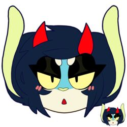  1:1 2015 alpha_channel big_blue_kaiju_(ittybittyshark) blue_body blue_fur blue_hair demon female fur hair headshot_portrait horn icon ittybittyshark kaiju looking_at_viewer low_res open_mouth portrait short_hair solo yellow_sclera 