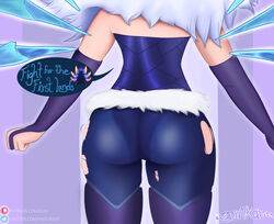  ass bodysuit female frostblade_irelia hips ice irelia league_of_legends pantylines pov_ass skin_tight snow solo thighs wide_hips zurikat 