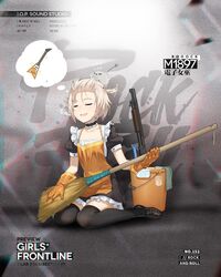  animal animal_on_head apron bass_guitar black_thighhighs blonde_hair blush breasts broom brown_footwear character_name chilunchilun cloth collarbone copyright_name dreaming dress drooling facing_viewer female flying_sweatdrops frills full_body girls&#039;_frontline gloves gun hair_ornament hair_tie holding holding_broom instrument loafers m1897_(electric_witch)_(girls&#039;_frontline) m1897_(girls&#039;_frontline) maid mop_bucket official_alternate_costume official_art on_head open_mouth orange_gloves promotional_art puffy_short_sleeves puffy_sleeves pump_action shoes short_hair short_sleeves shotgun sitting sleeping sleeping_upright small_breasts solo sparkle thighhighs thighs wariza weapon winchester_model_1897 zzz 