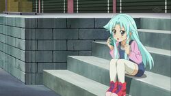  animated animated aqua_hair female haiyore!_nyaruko-san long_hair lowres shantak_(nyaruko-san) sitting 