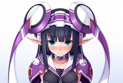  aqua_eyes black_hair blush collar commentary_request elf eto_(ikumika) female hair_ornament long_hair looking_at_viewer md5_mismatch phantasy_star phantasy_star_online_2 pointy_ears resolution_mismatch rupika_(pso2) solo source_larger wiola_magica 