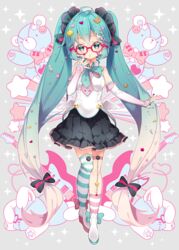  arami_o_8 garter_belt hatsune_miku megane thighhighs vocaloid wings 