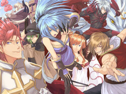  3boys 4girls arm_blade armor between_fingers black_bodysuit black_headwear black_pants black_thighhighs blonde_hair blue_eyes blue_hair bodysuit breastplate breasts brown_cape brown_coat cape champion_(ragnarok_online) championship_belt cigar closed_mouth coat commentary_request cowboy_shot cross dress drill_hair drill_sidelocks fur-trimmed_cape fur_trim gauntlets greatest_general_(ragnarok_online) green_hair grin guillotine_cross_(ragnarok_online) gun gunslinger_(ragnarok_online) hair_between_eyes handgun hat hatii_(ragnarok_online) high_wizard_(ragnarok_online) holding holding_gun holding_weapon hood hooded_coat japanese_clothes kunai large_breasts long_hair looking_at_viewer lord_knight_(ragnarok_online) medium_breasts medium_hair monster multiple_boys multiple_girls ninja_(ragnarok_online) nueco open_clothes open_coat open_mouth orange_hair pants pauldrons ponytail poring purple_eyes ragnarok_online red_armor red_cape red_eyes red_hair red_scarf scarf short_hair shoulder_armor sidelocks sleeveless sleeveless_coat smile sorcerer_(ragnarok_online) spiked_gauntlets spiked_hair sunglasses thighhighs vambraces weapon white_coat white_dress white_hair 